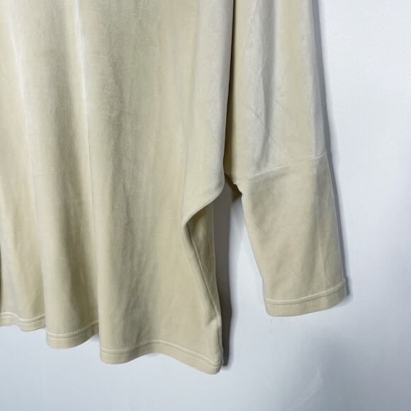 HomeLove S/M Cream Loungewear Velvet Sweatshirt Round Neck Drop Shoulder Casual - Picture 4 of 8